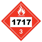 UN 1717 Hazmat Placard, Class 3, Tagboard