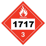 UN 1717 Hazmat Placard, Class 3, Vinyl