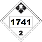 UN 1741 Hazmat Placard, Class 2.3, Tagboard