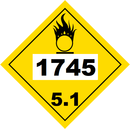 UN 1745 Hazmat Placard, Class 5.1, Vinyl