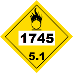 UN 1745 Hazmat Placard, Class 5.1, Tagboard