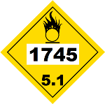 UN 1745 Hazmat Placard, Class 5.1, Vinyl