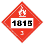 UN 1815 Hazmat Placard, Class 3, Tagboard