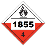 UN 1855 Hazmat Placard, Class 4.2, Tagboard