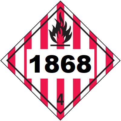 UN 1868 Hazmat Placards, Class 4, Tagboard