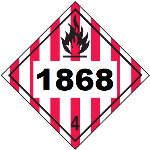 UN 1868 Hazmat Placards, Class 4, Vinyl