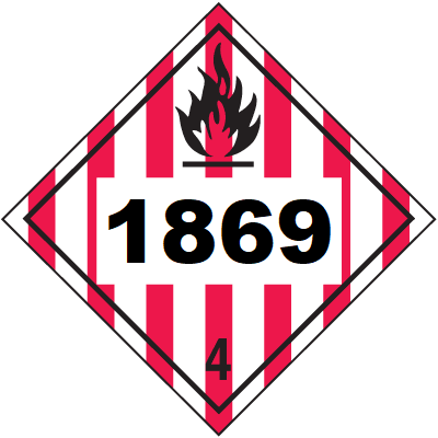 UN 1869 Hazmat Placard, Class 4, Tagboard