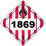 UN 1869 Hazmat Placard, Class 4, Tagboard