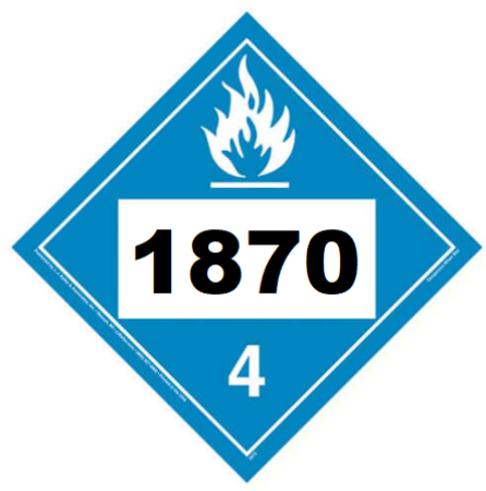 UN 1870 Hazmat Placard, Class 4.3, Tagboard