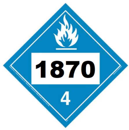 UN 1870 Hazmat Placard, Class 4.3, Vinyl