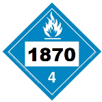 UN 1870 Hazmat Placard, Class 4.3, Vinyl