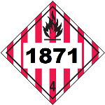 UN 1871 Hazmat Placard, Class 4, Vinyl