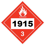 UN 1915 Hazmat Placard, Class 3, Vinyl