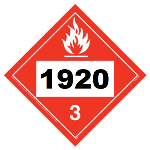 UN 1920 Hazmat Placard, Class 3, Tagboard