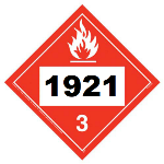 UN 1921 Hazmat Placard, Class 3, Tagboard