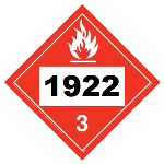 UN 1922 Hazmat Placard, Class 3, Vinyl