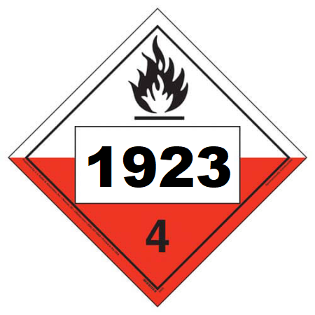 UN 1923 Hazmat Placard, Class 4.2, Tagboard