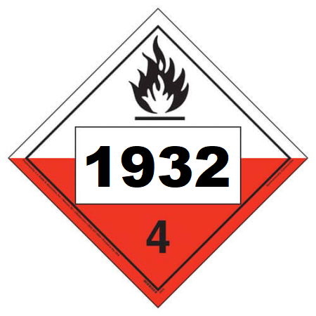 UN 1932 Hazmat Placard, Class 4.2, Vinyl