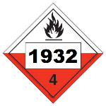 UN 1932 Hazmat Placard, Class 4.2, Vinyl