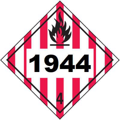 UN 1944 Hazmat Placard, Class 4, Tagboard