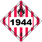 UN 1944 Hazmat Placard, Class 4, Vinyl