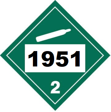 UN 1951 Hazmat Placard, Class 2.2, Tagboard