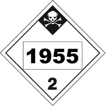 UN 1955 Hazmat Placard, Class 2.3, Tagboard