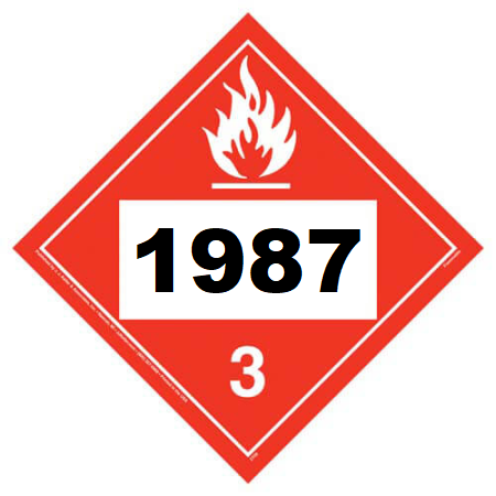 UN 1987 Flammable Liquid Placard, Tagboard