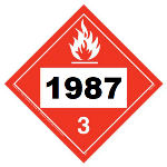 U 1987 Hazmat Placard, Class 3, Vinyl