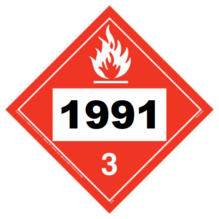 UN 1991 Hazmat Placard, Class 3, Tagboard