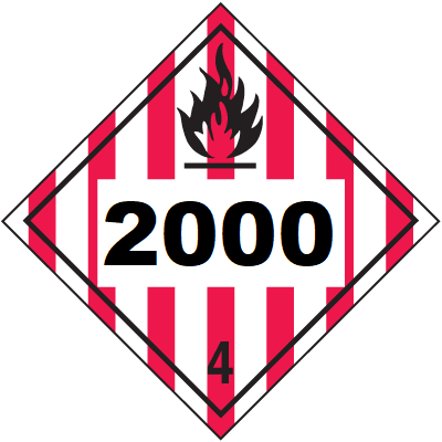 UN 2000 Hazmat Placard, Class 4, Tagboard