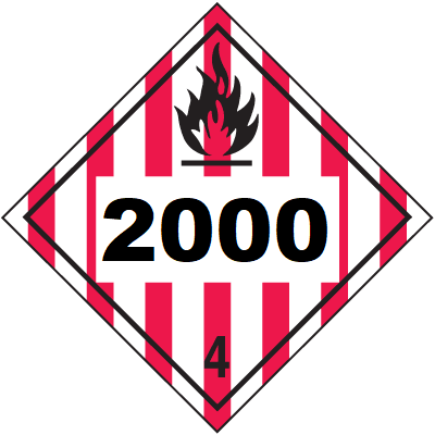 UN 2000 hazmat Placard, Class 4, Vinyl