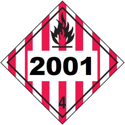 UN 2001 Hazmat Placard, Class 4, Tagboard