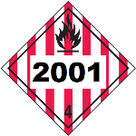 UN 2001 Hazmat Placard, Class 4, Tagboard