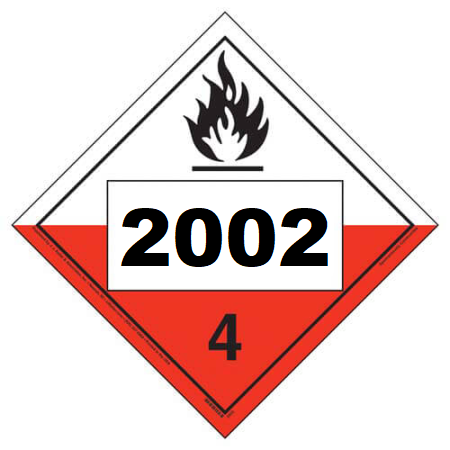 UN 2002 Hazmat Placard, Class 4.2, Tagboard