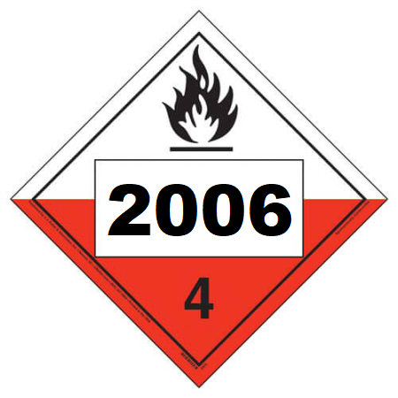 UN 2006 Hazmat Placard, Class 4.2, Tagboard