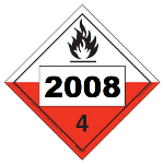 UN 2008 Hazmat Placard, Class 4.2, Tagboard