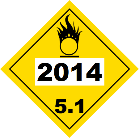 UN 2014 Hazmat Placard, Class 5.1, Removable Vinyl