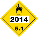 UN 2014 Hazmat Placard, Class 5.1, Removable Vinyl