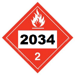 UN 2034 Hazmat Placard, Vinyl