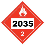 UN 2035 Hazmat Placard, Vinyl