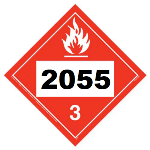 UN 2055 Hazmat Placard, Class 3, Vinyl