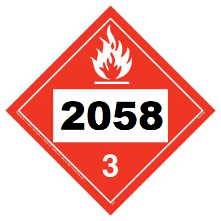 UN 2058 Hazmat Placard, Class 3, Vinyl