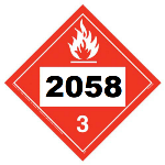 UN 2058 Hazmat Placard, Class 3, Tagboard