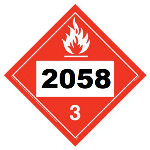 UN 2058 Hazmat Placard, Class 3, Vinyl