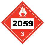 UN 2059 Hazmat Placard, Class 3, Tagboard