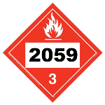 UN 2059 Hazmat Placard, Class 3, Vinyl