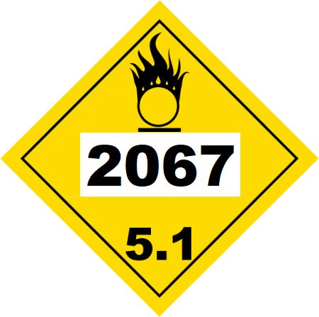 UN 2067 Hazmat Placard, Class 5.1, Vinyl