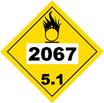 UN 2067 Hazmat Placard, Class 5.1, Tagboard