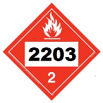 UN 2203 Hazmat Placard, Vinyl